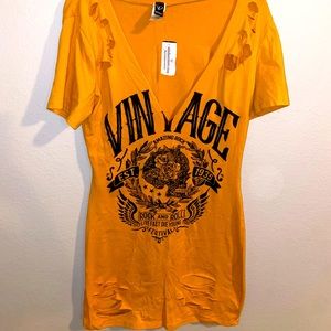 Windsor Yellow Vintage Rocker T-Shirt Dress